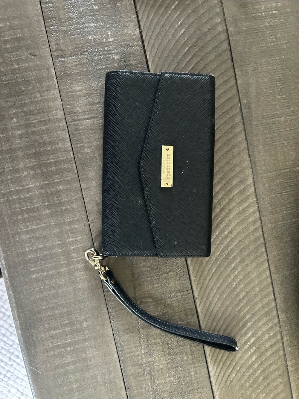 Michael Kors Black Wristlet with Gold Plate